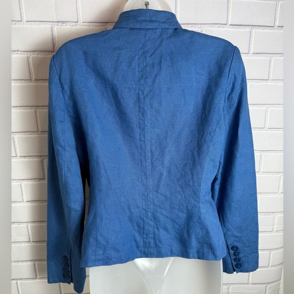 Talbots Irish Linen Blazer Blue 4-Button Lined/size 6 - Picture 7 of 9